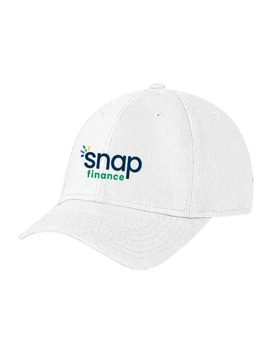 White Structured Soft Snap Closure Hook & Loop Cap w/Snap Finance Logo