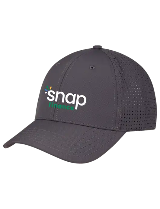 Charcoal Performance Stretchable Cap Hook & Loop w/Snap Finance Logo
