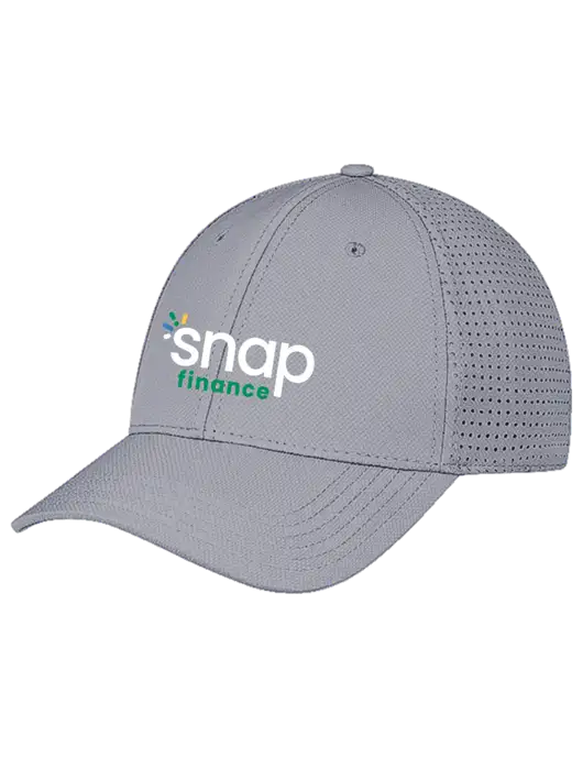 Grey Performance Stretchable Cap Hook & Loop w/Snap Finance Logo