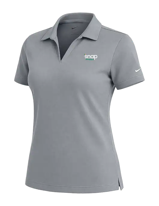 NIKE Medium Grey Womens Dri-Fit Micro Pique Polo w/Snap Finance Logo