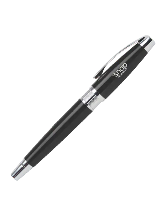 Masscotti Black Rollerball Pen - Black Ink w/Snap Finance Logo