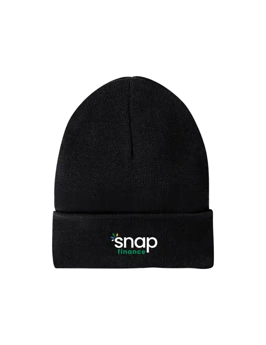 Recycled Black Beanie w/Snap Finance Logo