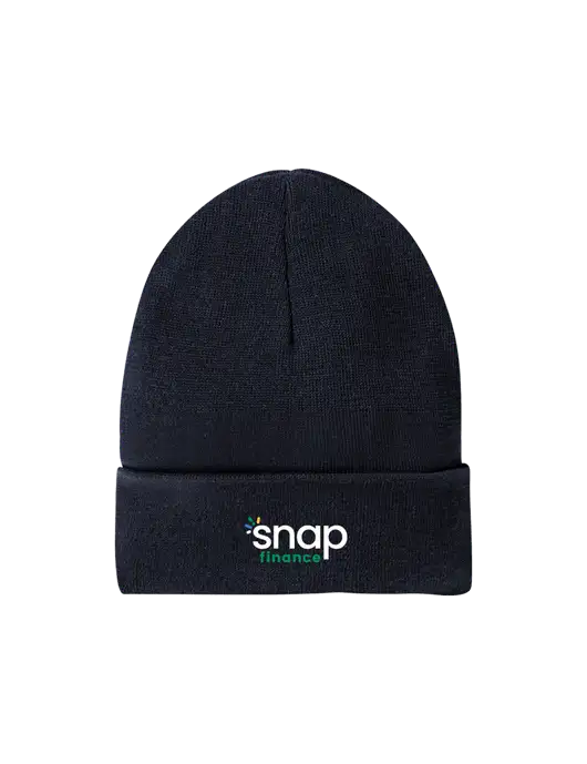 Recycled True Navy Beanie w/Snap Finance Logo