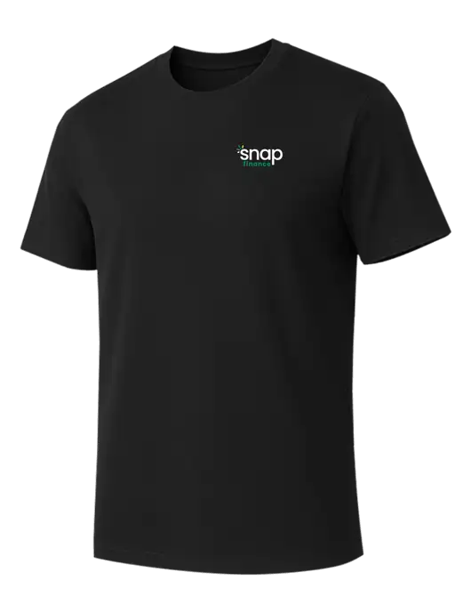 Allmade Deep Black Organic Cotton Tee w/Snap Finance Logo