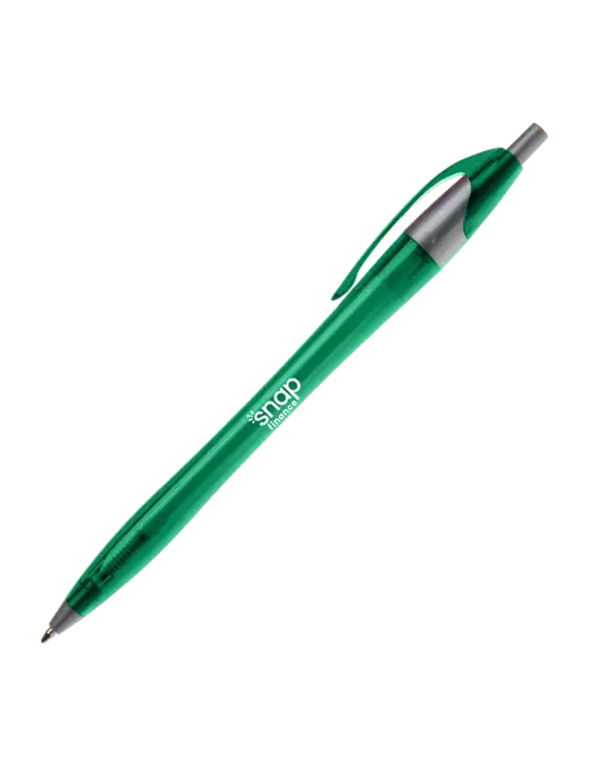 Novella Translucent Green/Silver Jewel Pen - Blue Ink w/Snap Finance Logo