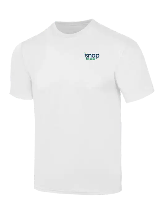Simply Soft White 4.5oz  Poly/Combed Ring Spun Cotton T-Shirt w/Snap Finance Logo