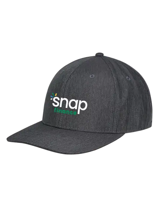 Premium Modern Structured Twill Heathered Charcoal Snapback Cap w/Snap Finance Logo