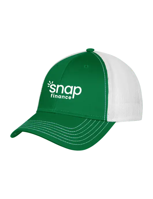 Kelly & White Mesh Trucker Cap Snap Back w/Snap Finance Logo