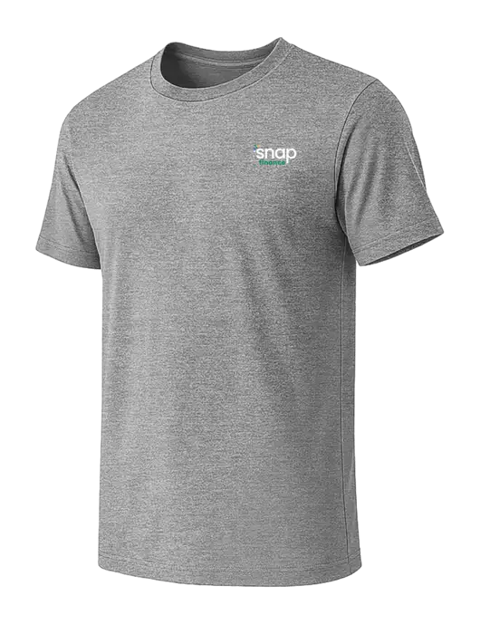 BELLA+CANVAS Heather Grey CVC Short Sleeve Tee w/Snap Finance Logo
