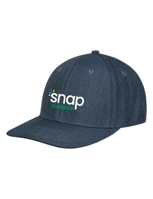 Premium Modern Structured Twill Heathered Navy Snapback Cap w/Snap Finance Logo