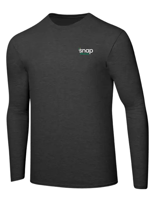 Ring Spun Dark Heather Grey 4.5 oz Long Sleeve T-Shirt w/Snap Finance Logo