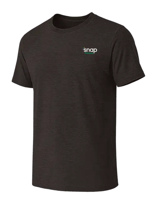 BELLA+CANVAS Dark Grey Heather CVC Short Sleeve Tee w/Snap Finance Logo