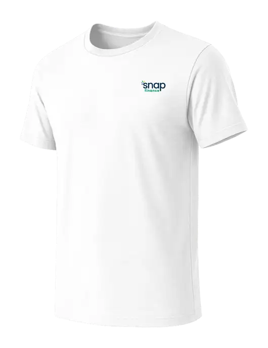 BELLA+CANVAS White Blend CVC Short Sleeve Tee w/Snap Finance Logo