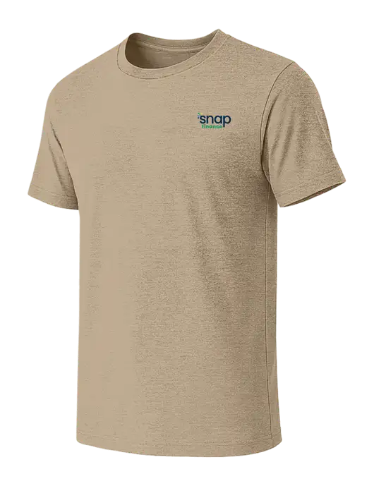 BELLA+CANVAS Heather Tan CVC Short Sleeve Tee w/Snap Finance Logo
