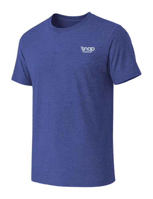 BELLA+CANVAS Heather Royal CVC Short Sleeve Tee w/Snap Finance Logo