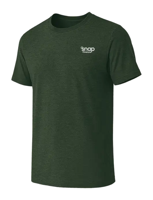 BELLA+CANVAS Heather Forest CVC Short Sleeve Tee w/Snap Finance Logo