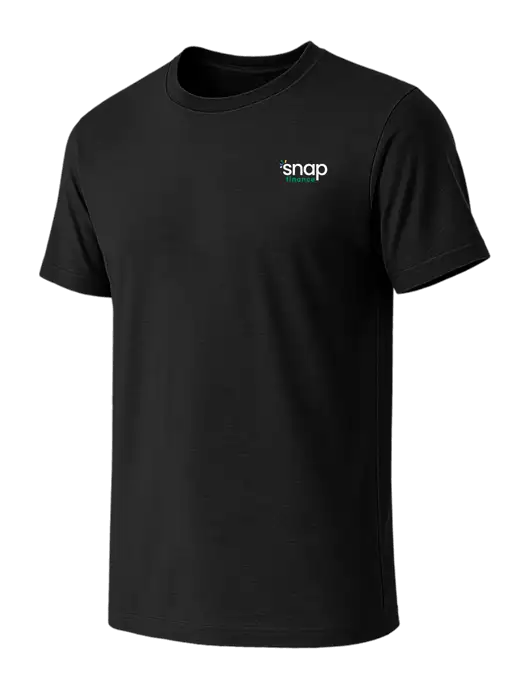 BELLA+CANVAS Black CVC Short Sleeve Tee w/Snap Finance Logo