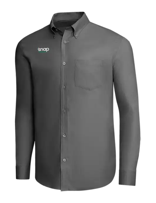 Brooks Brothers Dark Grey Wrinkle-Free Stretch Pinpoint Shirt w/Snap Finance Logo