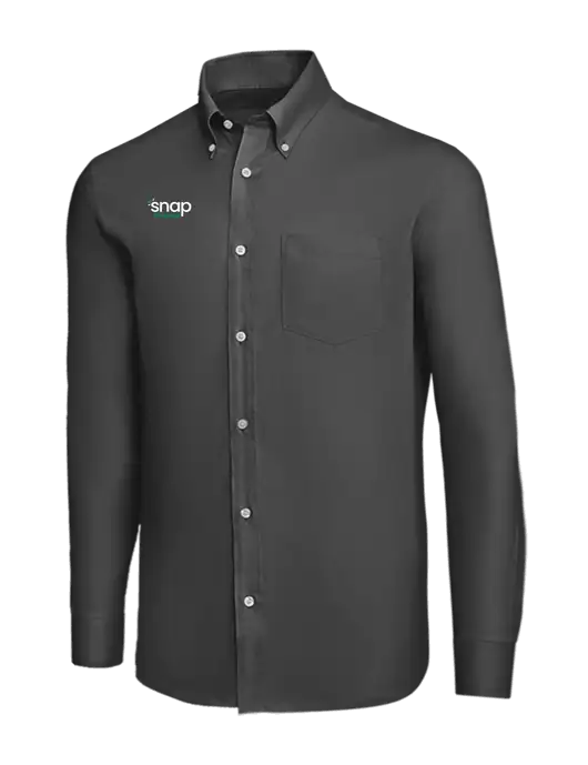 Brooks Brothers Dark Grey Wrinkle-Free Stretch Nailhead Shirt w/Snap Finance Logo