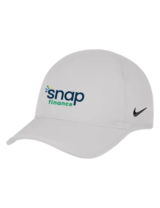 Nike White Featherlight Cap w/Snap Finance Logo