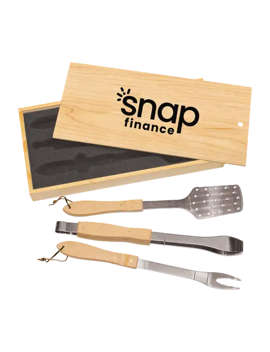 Wood BBQ Gift Set w/Snap Finance Logo