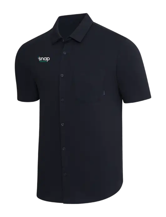 OGIO Black Extend Short Sleeve Button Up Shirt w/Snap Finance Logo