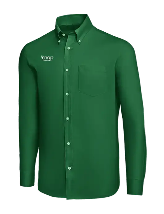 Brooks Brothers Medium Green Wrinkle-Free Stretch Nailhead Shirt w/Snap Finance Logo