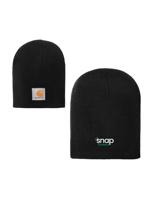 Carhartt Black Acrylic Knit Hat w/Snap Finance Logo