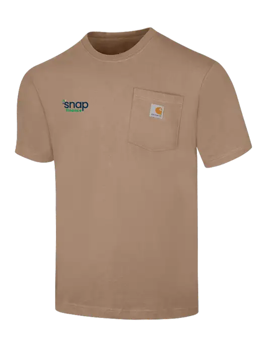 Carhartt Loose Fit Workwear Dark Tan Short Sleeve Pocket T-Shirt w/Snap Finance Logo