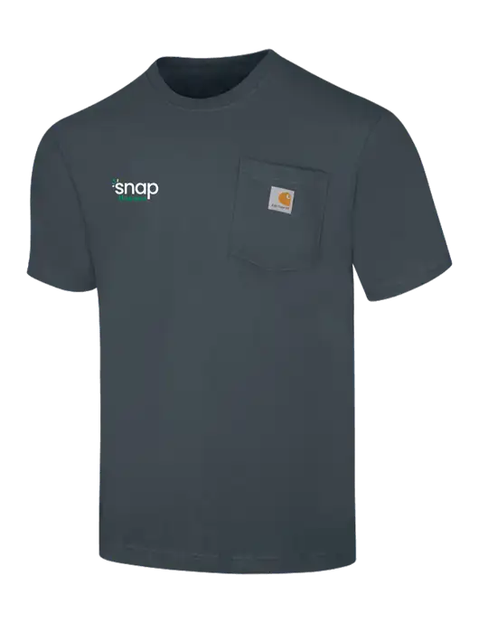 Carhartt Loose Fit Workwear Dark Slate Blue Short Sleeve Pocket T-Shirt w/Snap Finance Logo