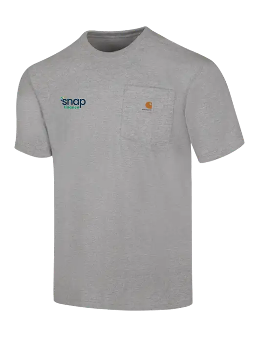 Carhartt Loose Fit Workwear Light Grey Heather Short Sleeve Pocket T-Shirt w/Snap Finance Logo