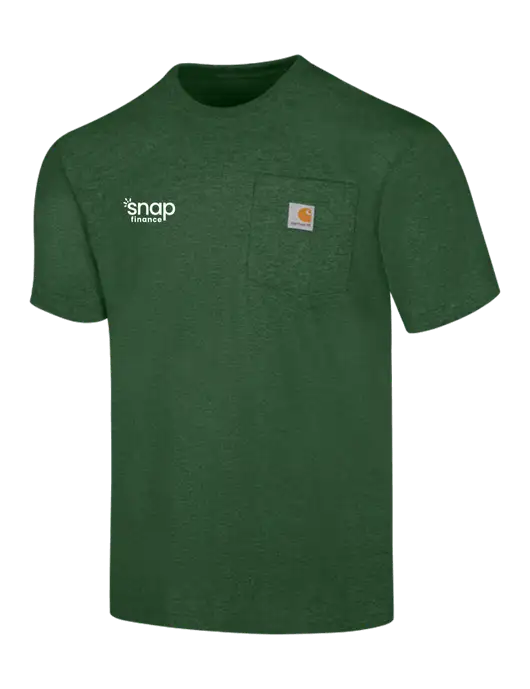 Carhartt Loose Fit Workwear Dark Green Heather Short Sleeve Pocket T-Shirt w/Snap Finance Logo