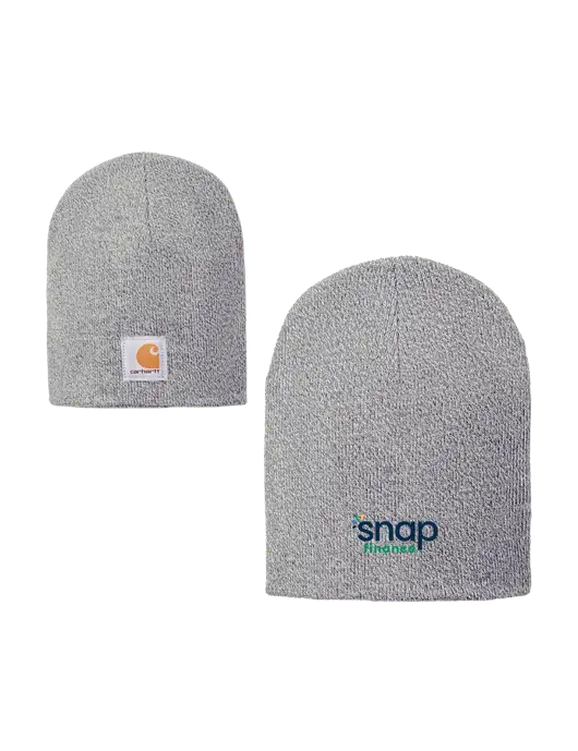 Carhartt Light Grey Heather Acrylic Knit Hat w/Snap Finance Logo