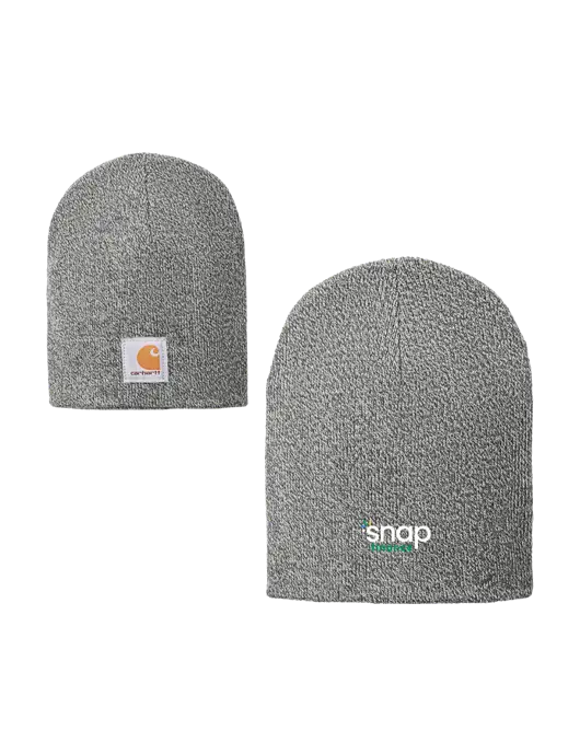 Carhartt Medium Grey Heather Acrylic Knit Hat w/Snap Finance Logo