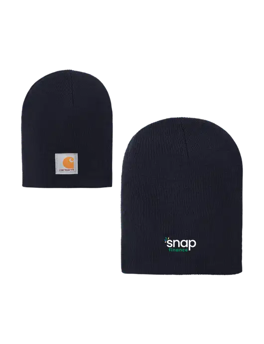 Carhartt Dark Navy Acrylic Knit Hat w/Snap Finance Logo