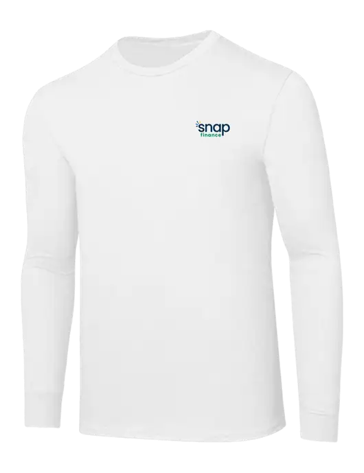 Core Blend White Long Sleeve Tee w/Snap Finance Logo