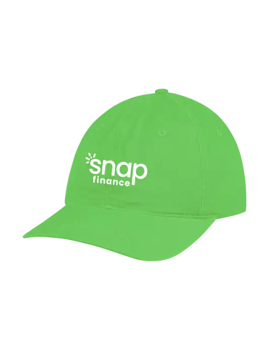Garment Washed Unstructured Twill Light Green Cap w/Snap Finance Logo