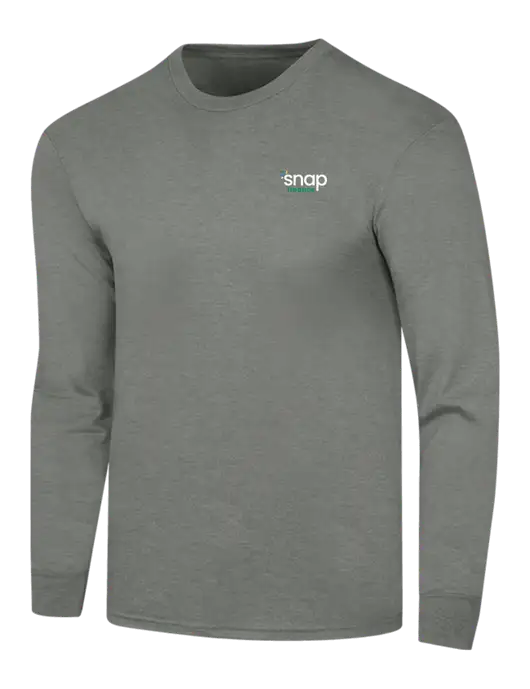 Simply Soft Long Sleeve Heathered Charcoal 4.5 oz, Poly/Combed Ring Spun Cotton T-Shirt w/Snap Finance Logo