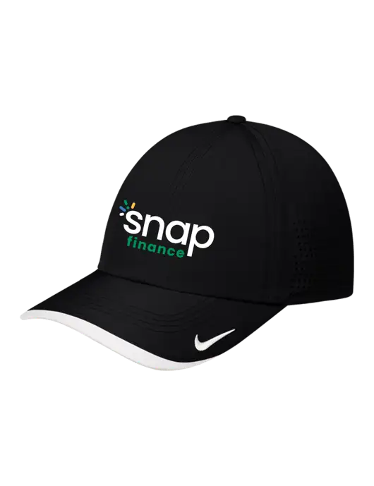 Nike Black/White Dri-FIT Perforated Performance Cap w/Snap Finance Logo