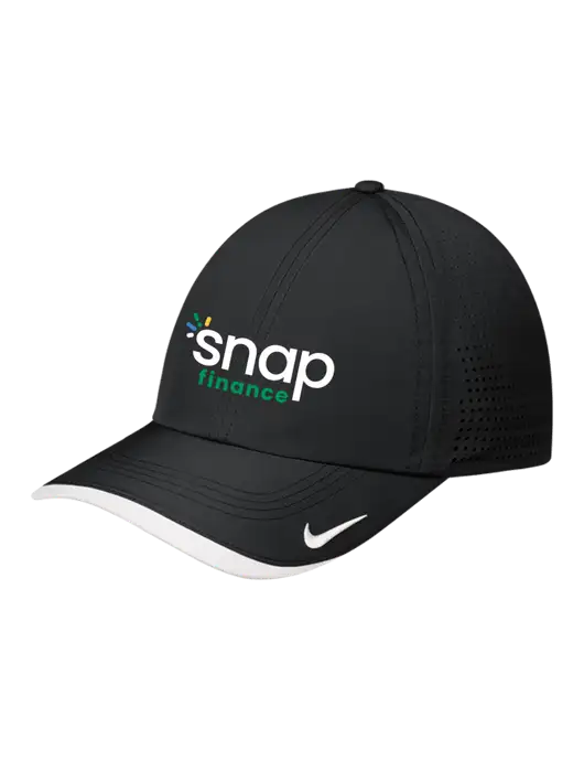 Nike Black/White Dri-FIT Perforated Performance Cap w/Snap Finance Logo