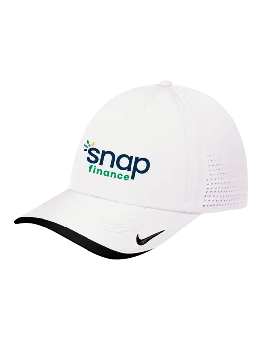 Nike White/Black Dri-FIT Perforated Performance Cap w/Snap Finance Logo