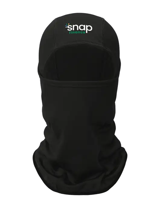 Black CornerStone Smooth Fleece Face Mask w/Snap Finance Logo