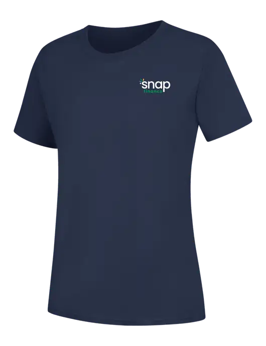 Womens Navy Core Blend Tee w/Snap Finance Logo