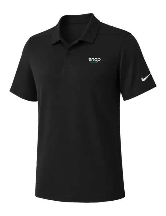 Nike Black Dry Essential Solid Polo w/Snap Finance Logo
