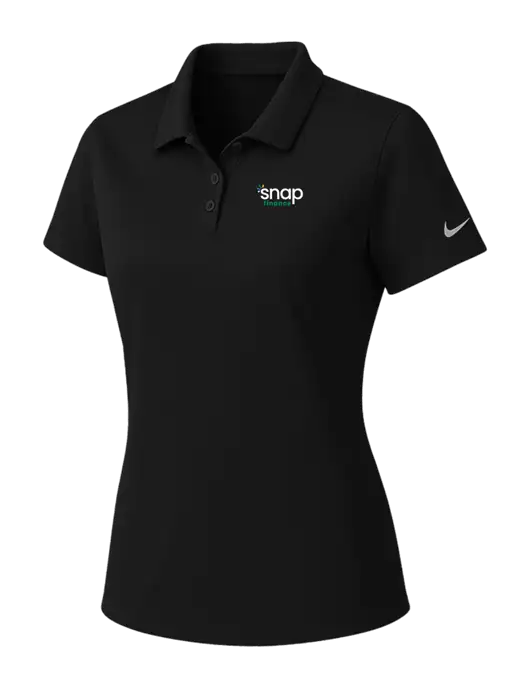 Nike Womens Black Dry Essential Solid Polo w/Snap Finance Logo