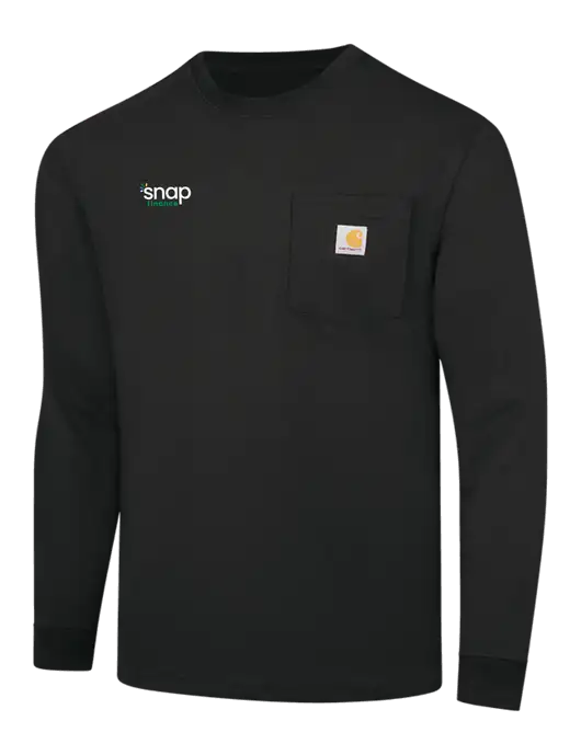 Carhartt Black Workwear Pocket Long Sleeve T-Shirt w/Snap Finance Logo