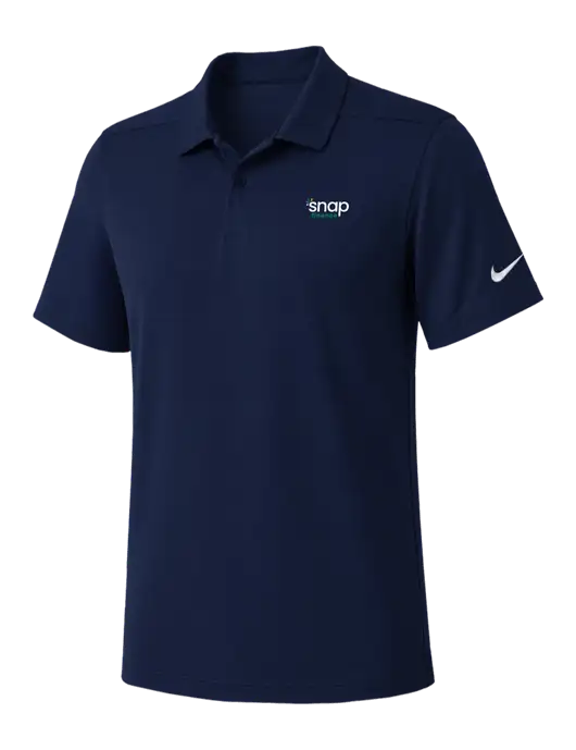 Nike Navy Dry Essential Solid Polo w/Snap Finance Logo