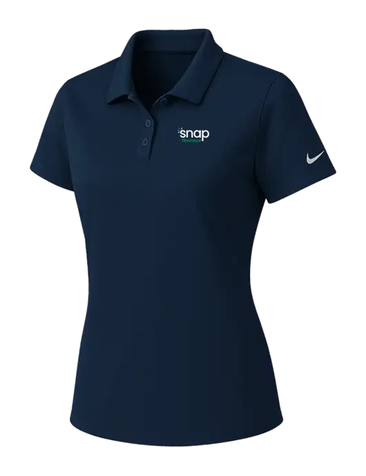 Nike Womens Navy Dry Essential Solid Polo w/Snap Finance Logo