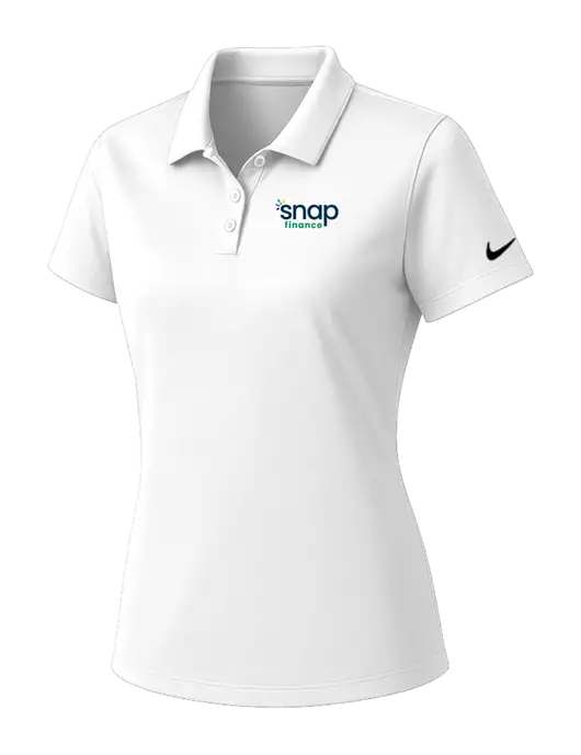 Nike Womens White Dry Essential Solid Polo w/Snap Finance Logo