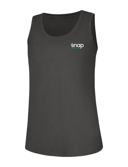 Womens Dark Grey Heather Perfect Tri Racerback Tank w/Snap Finance Logo